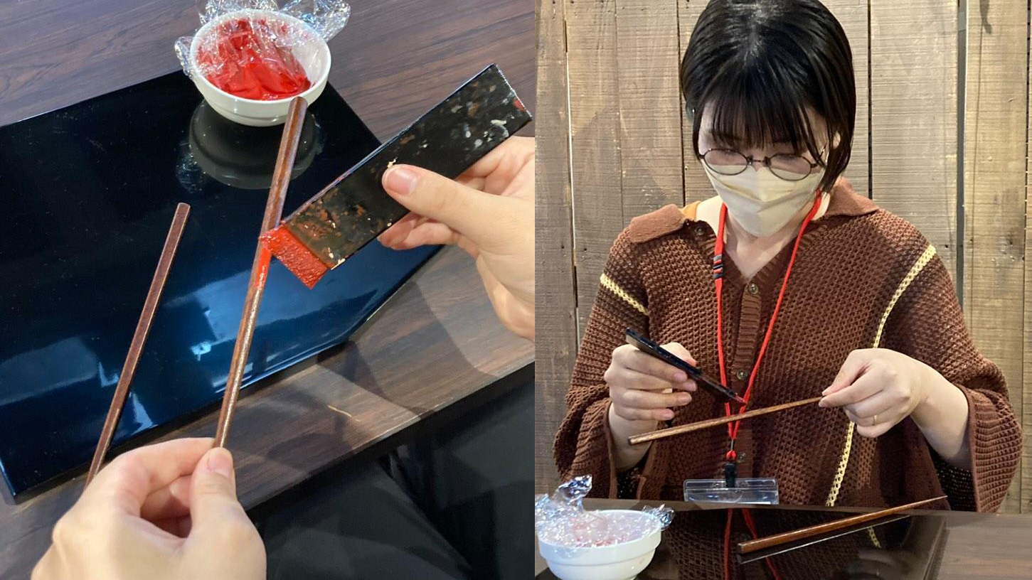 箸に漆を塗ってみよう研究室